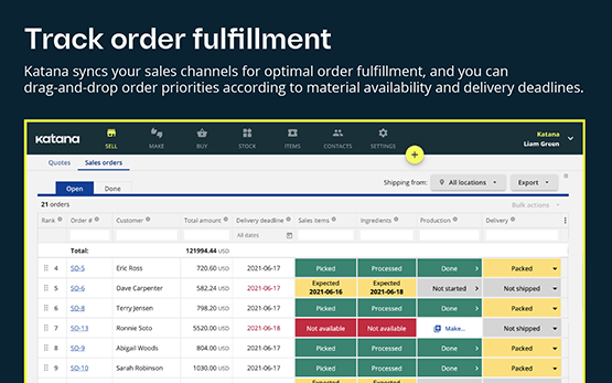 Katana Track order fulfillment