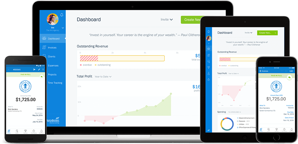 freshbooks dashboard